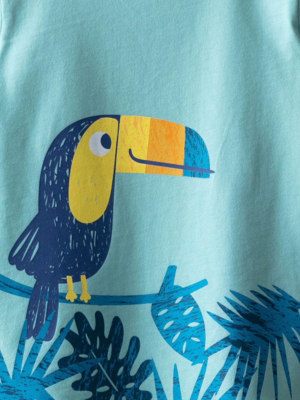 تيشيرت قطن مطبوع ياقة دائرية كم قصير للأولاد الرضع-2