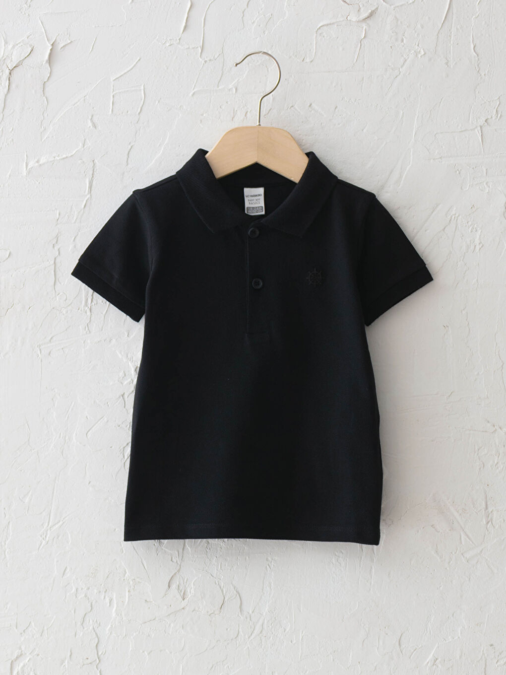 Siyah Polo Yaka Kısa Kol Basic Erkek Bebek Tişört