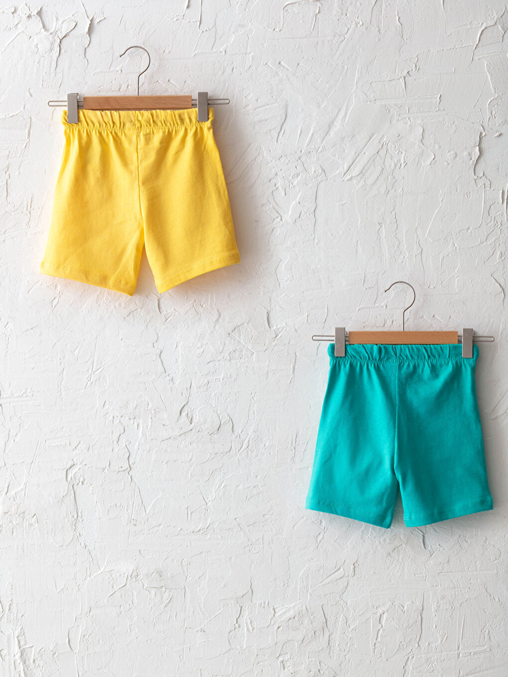 Turkuaz Beli Lastikli Basic Erkek Bebek Şort 2'li-1