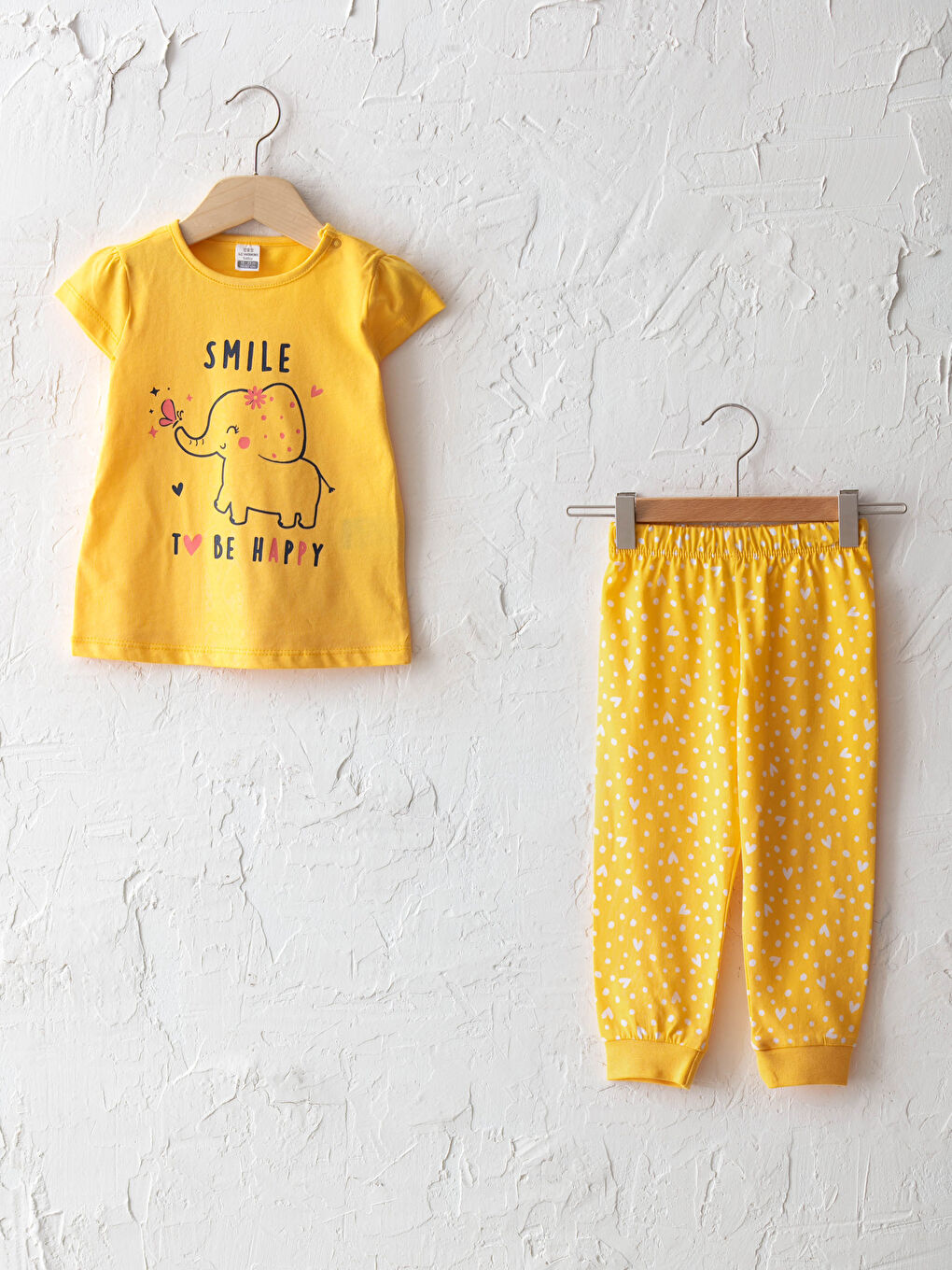 Crew Neck Short Sleeve Printed Cotton Baby Girl Pajama Set