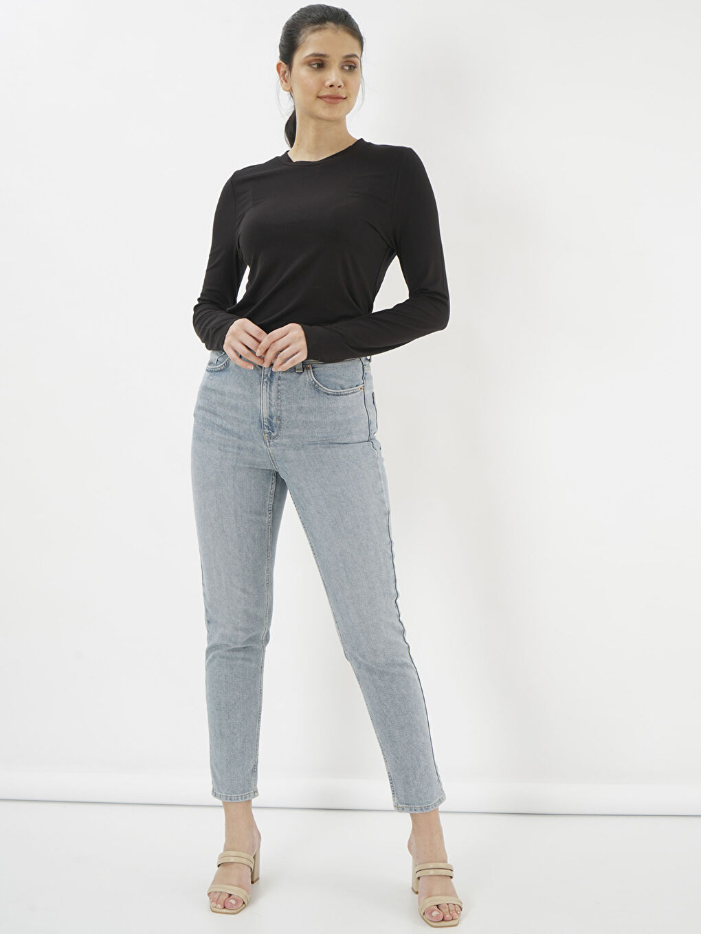 Siyah Eoselio Bisiklet Yaka Uzun Kollu Body-2