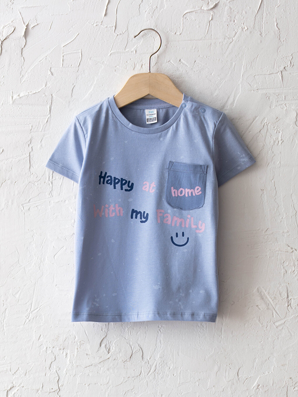 Crew Neck Short Sleeve Slogan Lettering Printed Baby Boy T-shirt