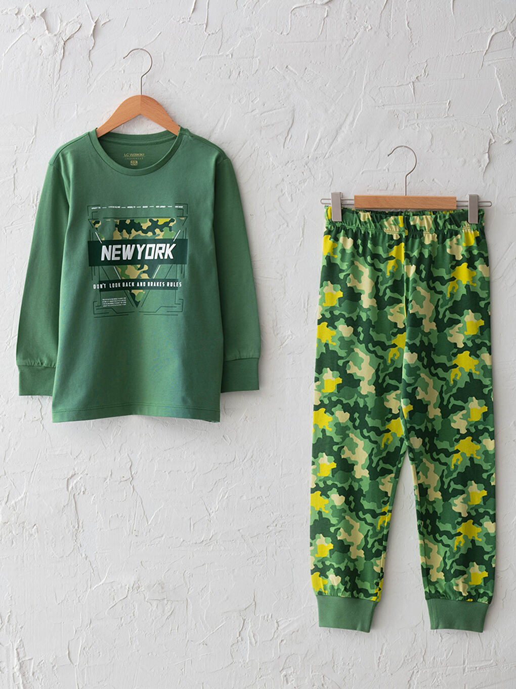 Пижамный комплект с круглым вырезом, с принтом, с длинным рукавом для мальчиков