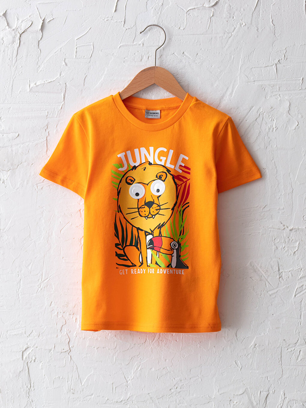 Turuncu Bisiklet Yaka Baskılı Kısa Kollu Pamuklu Erkek Çocuk Tişört