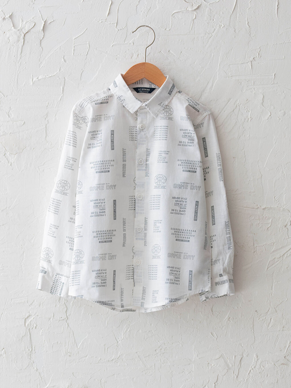Patterned Long Sleeve Boy Poplin Shirt