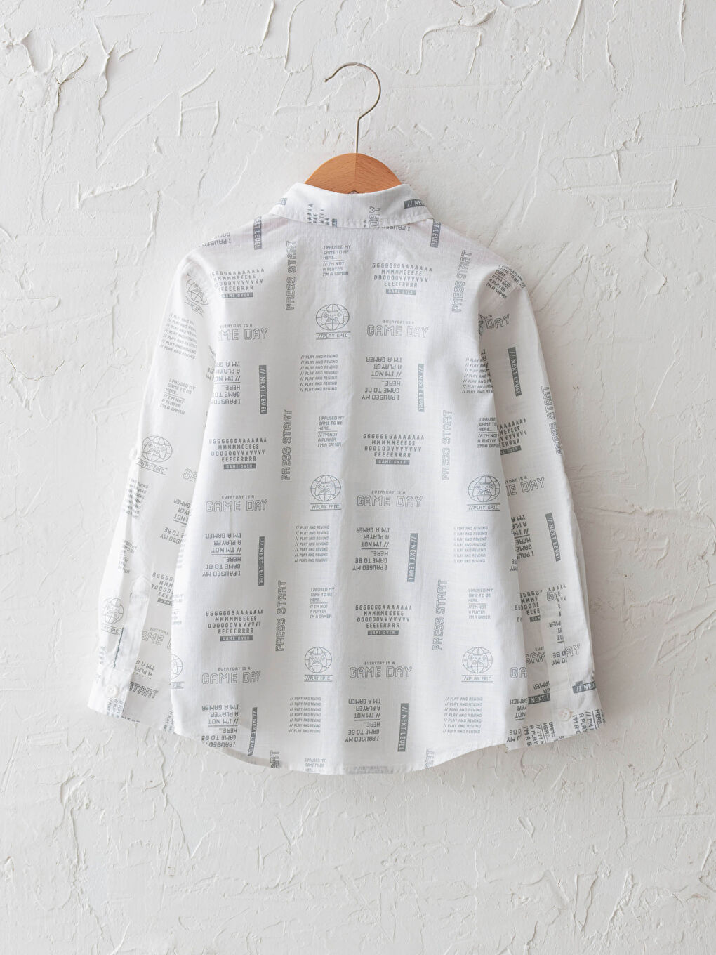 Patterned Long Sleeve Boy Poplin Shirt-1