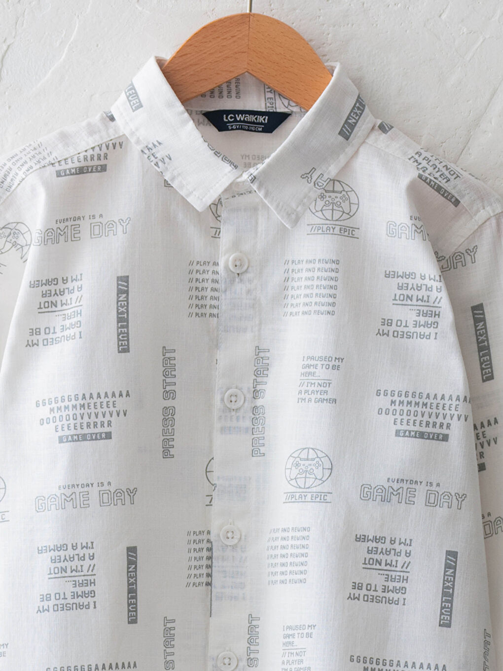 Patterned Long Sleeve Boy Poplin Shirt-2