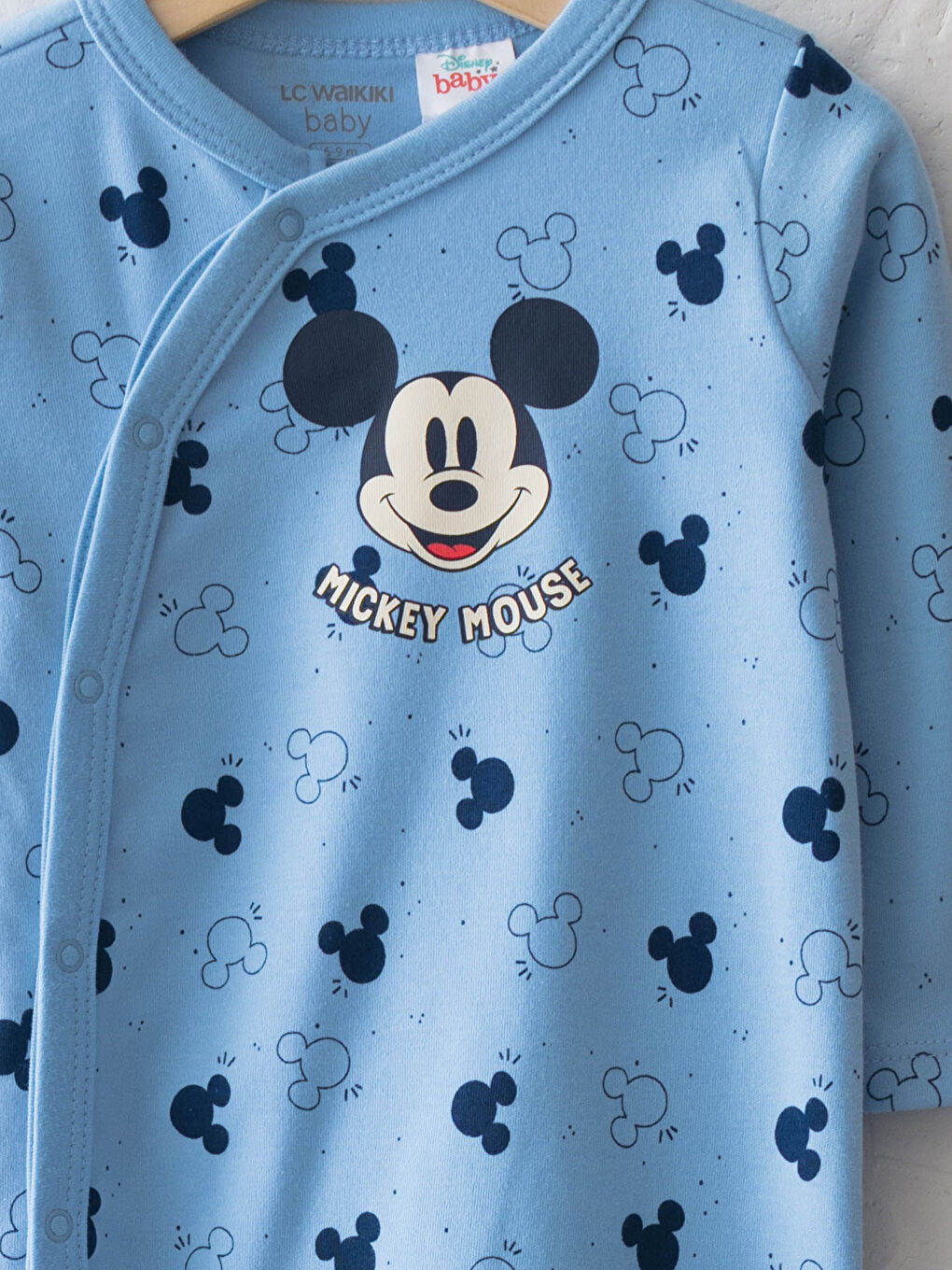 Crew Neck Long Sleeve Mickey Mouse Printed Baby Boy Jumpsuit-2