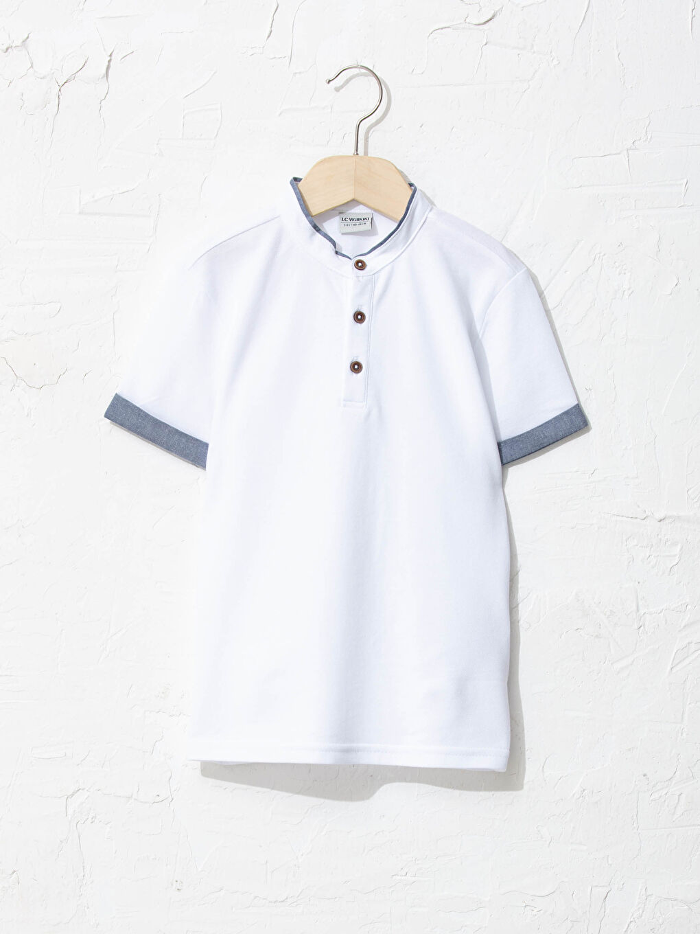 Grandad Collar Basic Short Sleeve Boys' T-Shirt