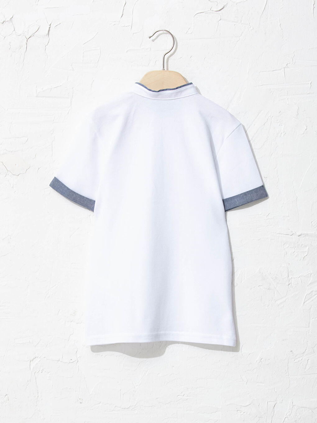 Grandad Collar Basic Short Sleeve Boys' T-Shirt-1