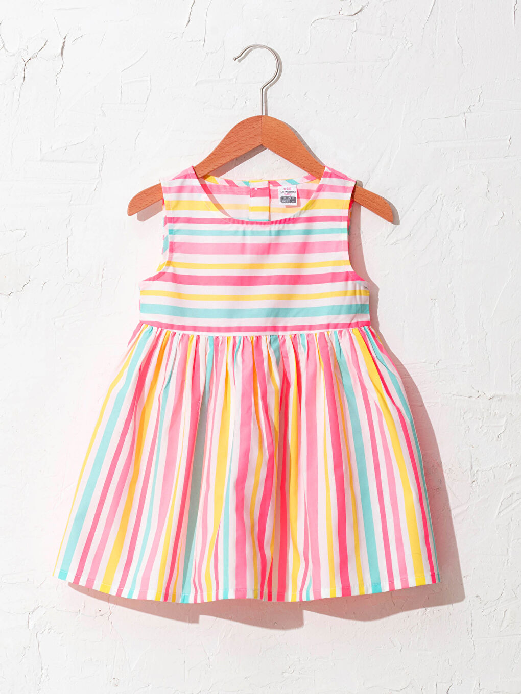 Robe Bébé Fille Rayée en Popeline à Col Rond