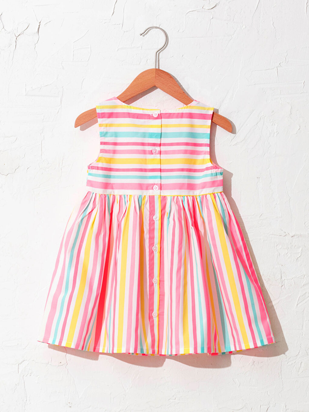 Robe Bébé Fille Rayée en Popeline à Col Rond-1