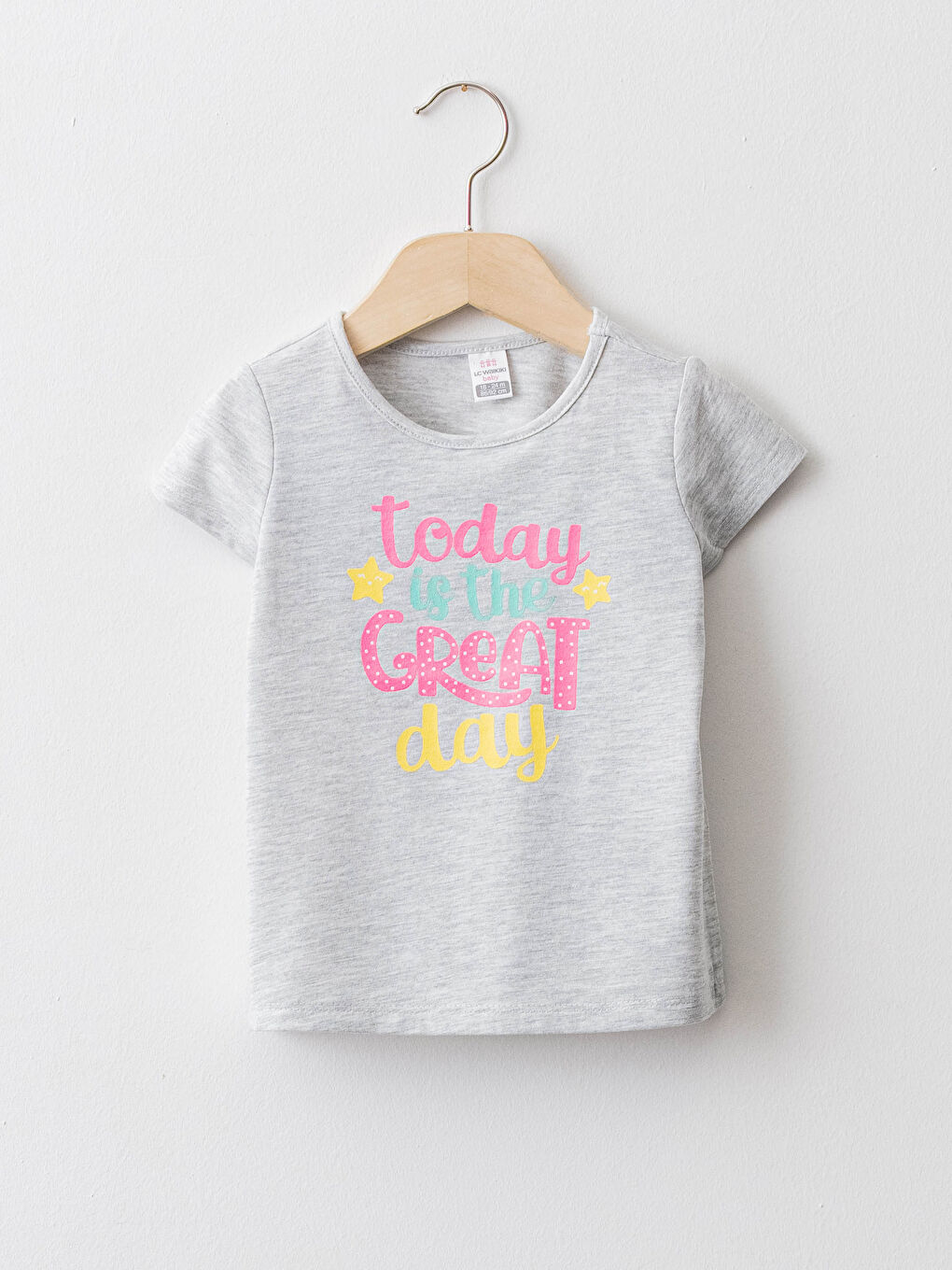 Crew Neck Short Sleeve Printed Cotton Baby Girl T-Shirt