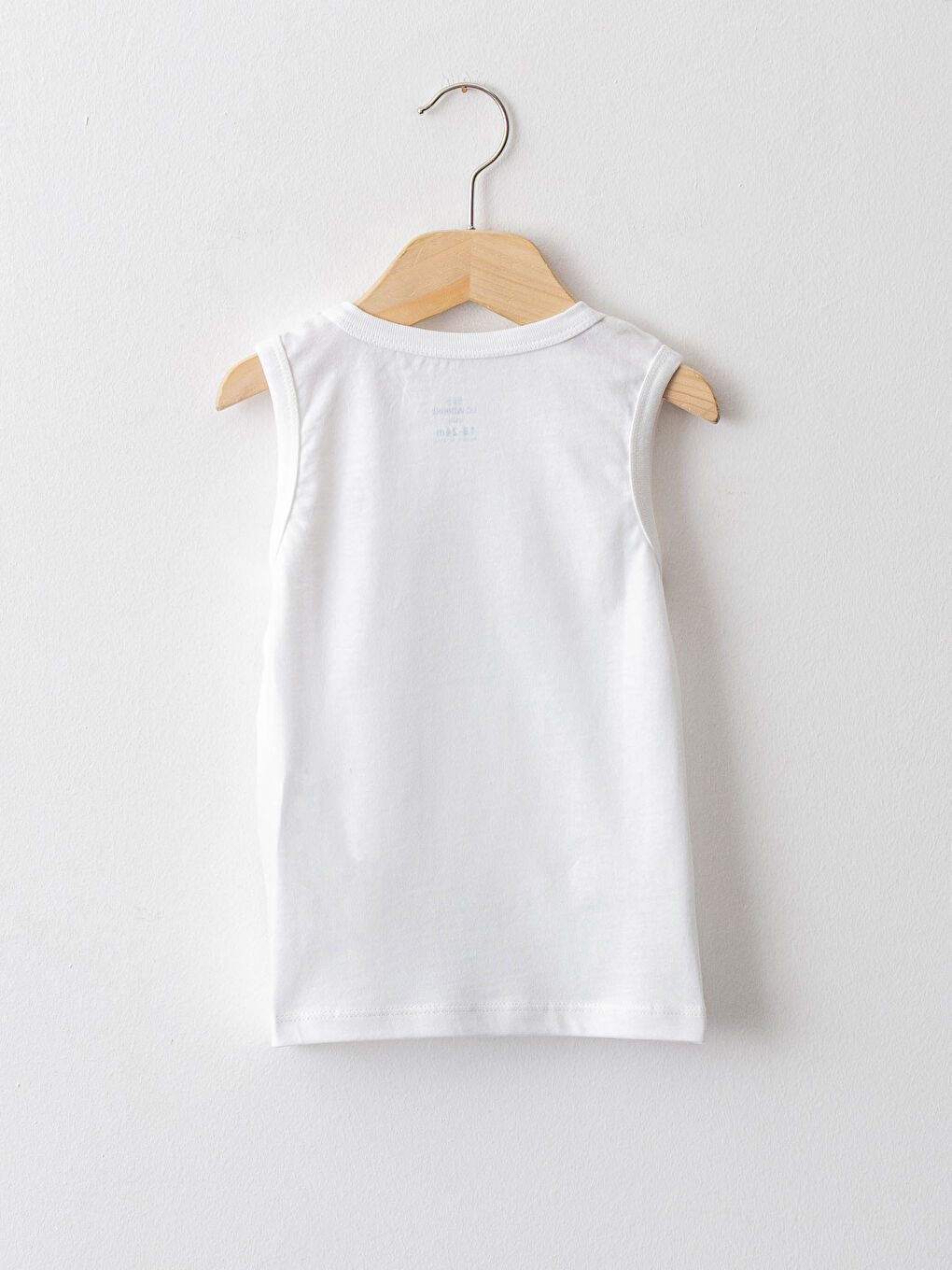 Beyaz Bisiklet Yaka Baskılı Pamuklu Erkek Bebek Atlet-1