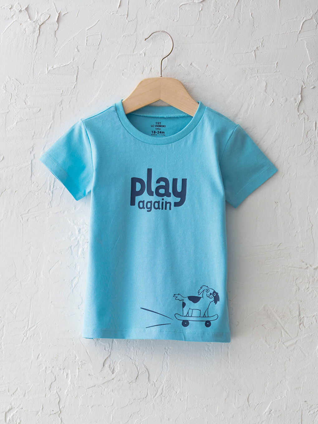 Mavi Bisiklet Yaka Kısa Kollu Baskılı Erkek Bebek Tişört