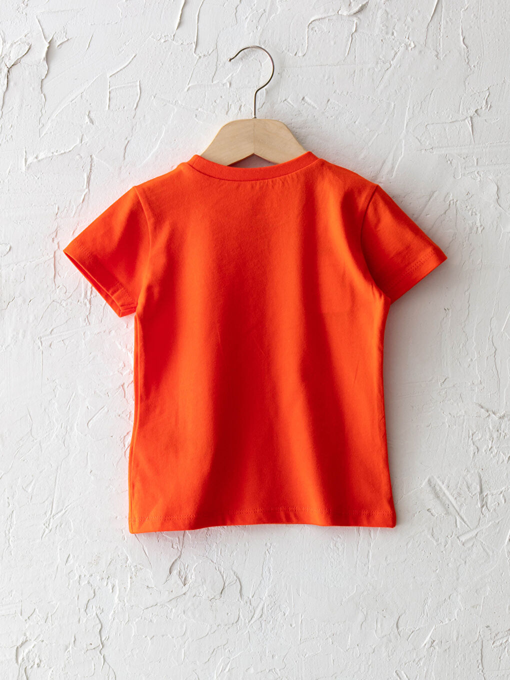 Turuncu Bisiklet Yaka Kısa Kol Yazı Baskılı Erkek Bebek Tişört-1