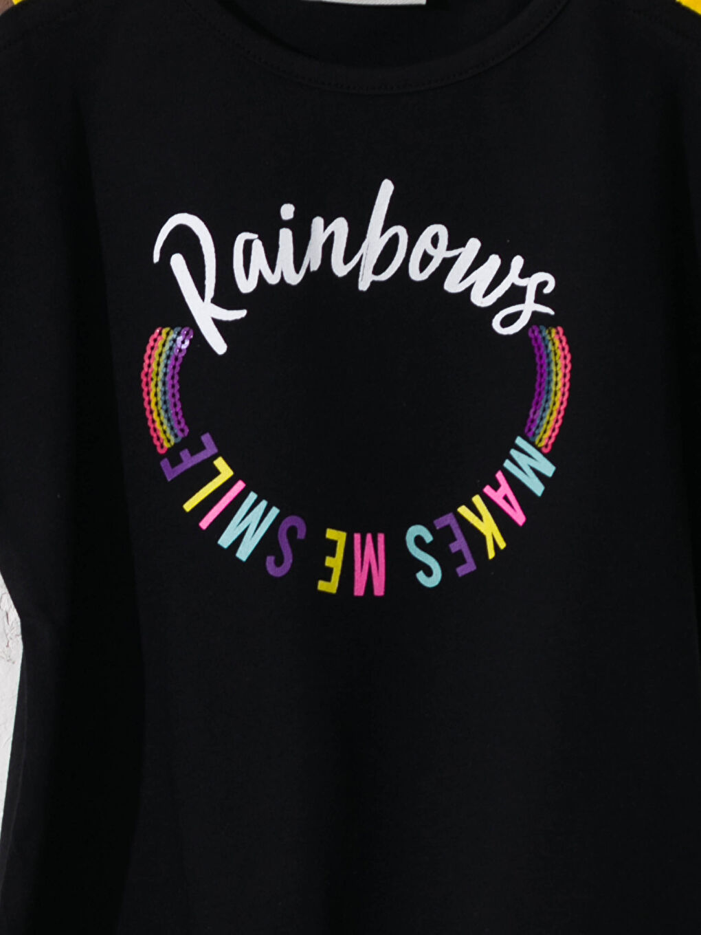 تيشيرت بناتي بكتف مكشوف وطبعة-2