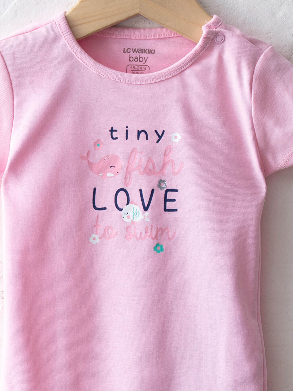 Crew Neck Short Sleeve Printed Cotton Baby Girl Body With Snap Fastener 2 Pieces-2