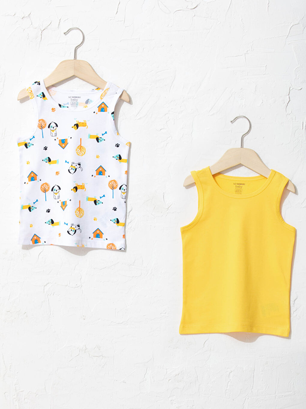 Crew Neck Cotton Baby Boy Undershirt 2 Pieces