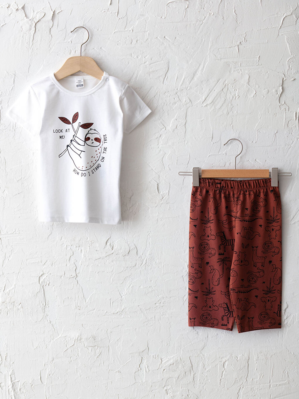 LCW baby Ensemble de Pyjama Bébé Garçon en Coton Imprimé à Manches Courtes et Col Rond -S16591Z1-E5X