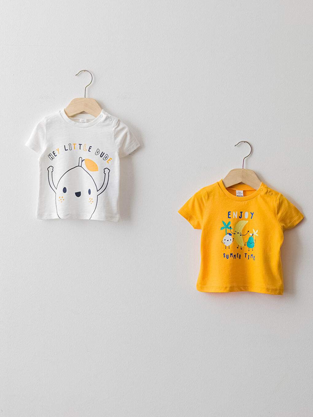 تيشيرت للأولاد الرضع كم قصير مطبوع ياقة دائرية - مجموعة من 2