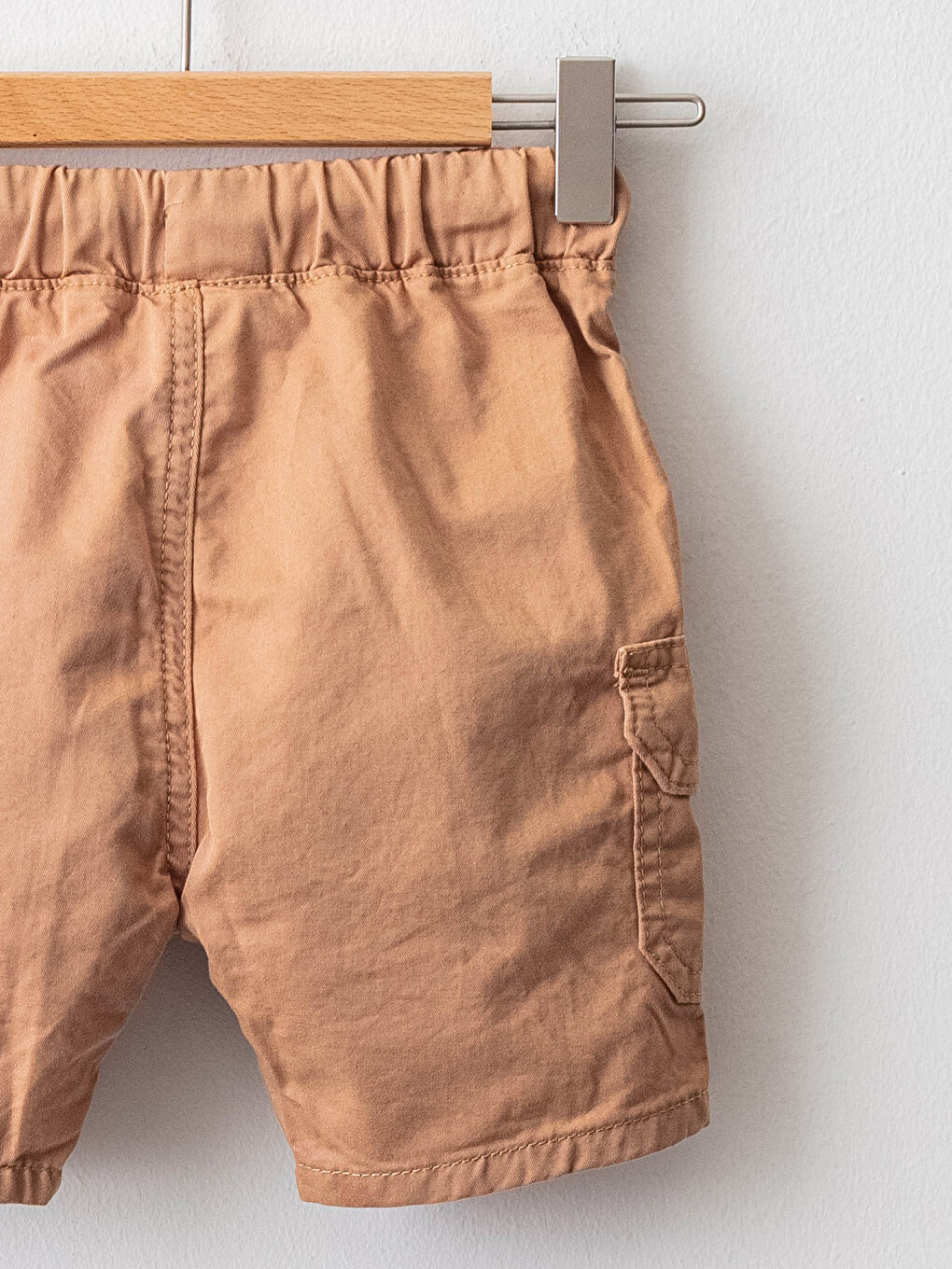 Sarı Beli Lastikli Basic Gabardin Erkek Bebek Şort-2