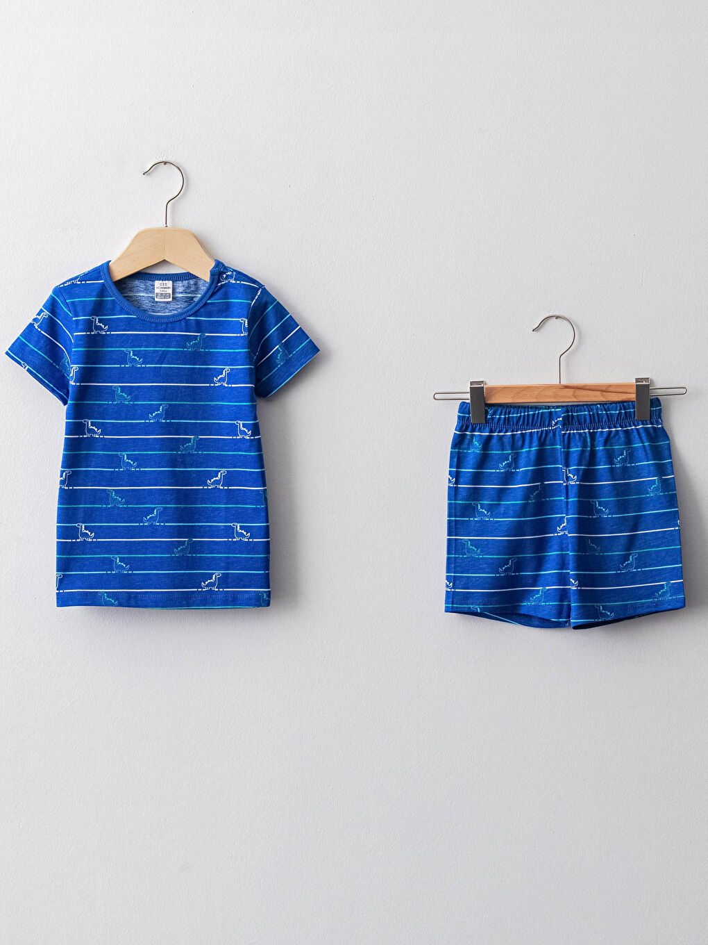 Crew Neck Short Sleeve Printed Cotton Baby Boy Pajamas Set