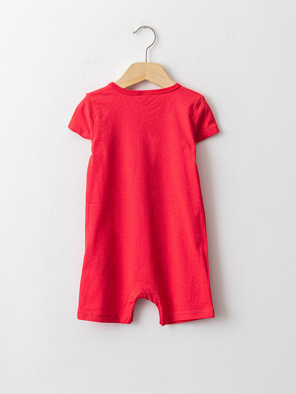 Kırmızı Bisiklet Yaka Kısa Kol Baskılı Pamuklu Erkek Bebek Tulum-1