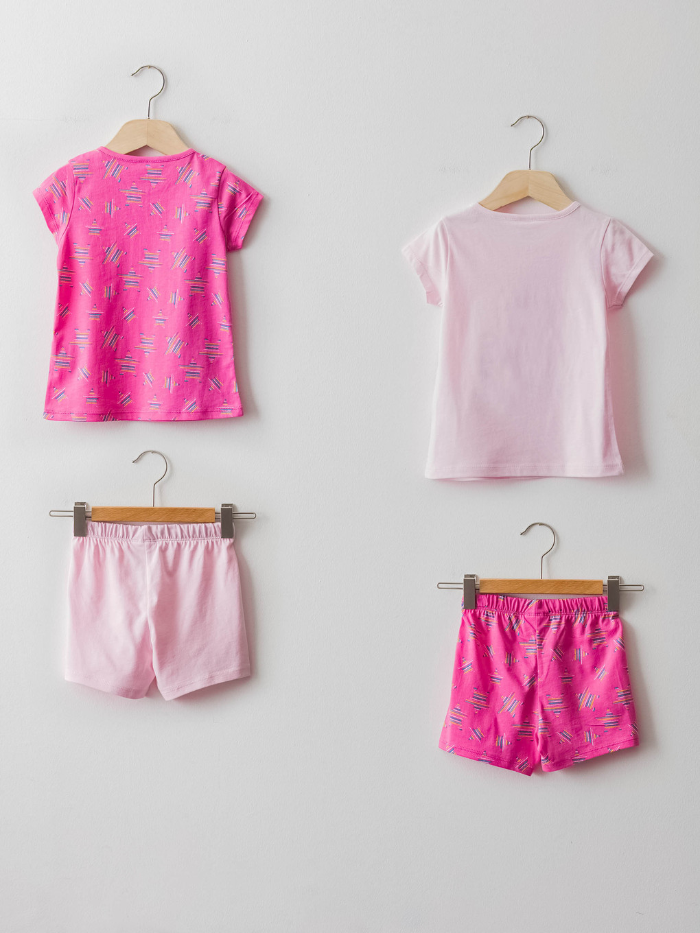 Crew Neck Short Sleeve Printed Baby Girls' Pyjamas Set 4-piece-1