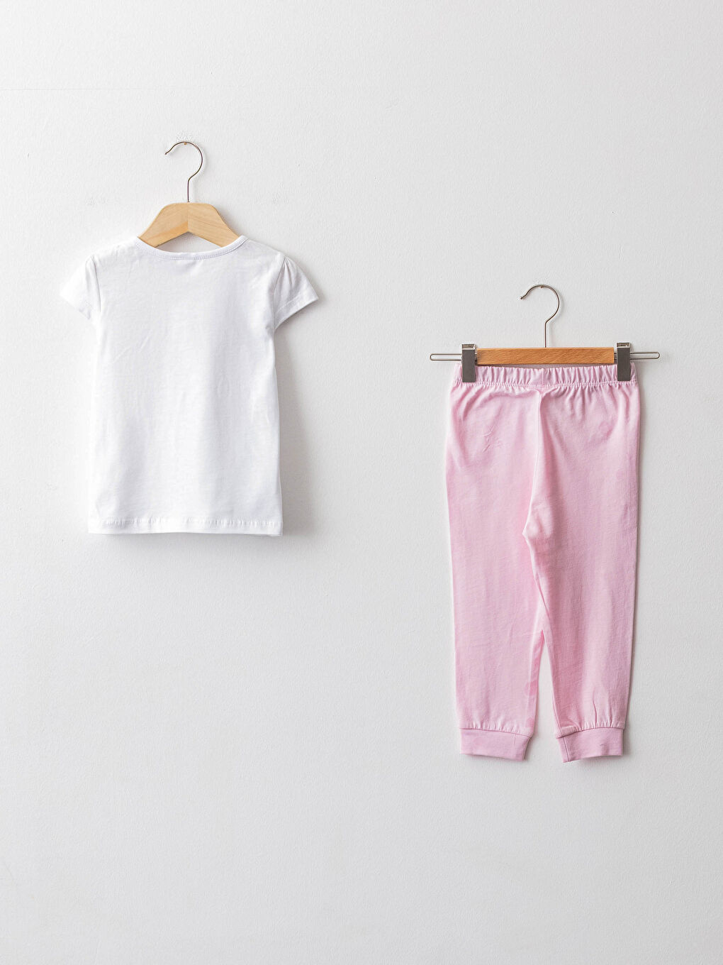 Crew Neck Short Sleeve Printed Cotton Baby Girl Pajama Set-1