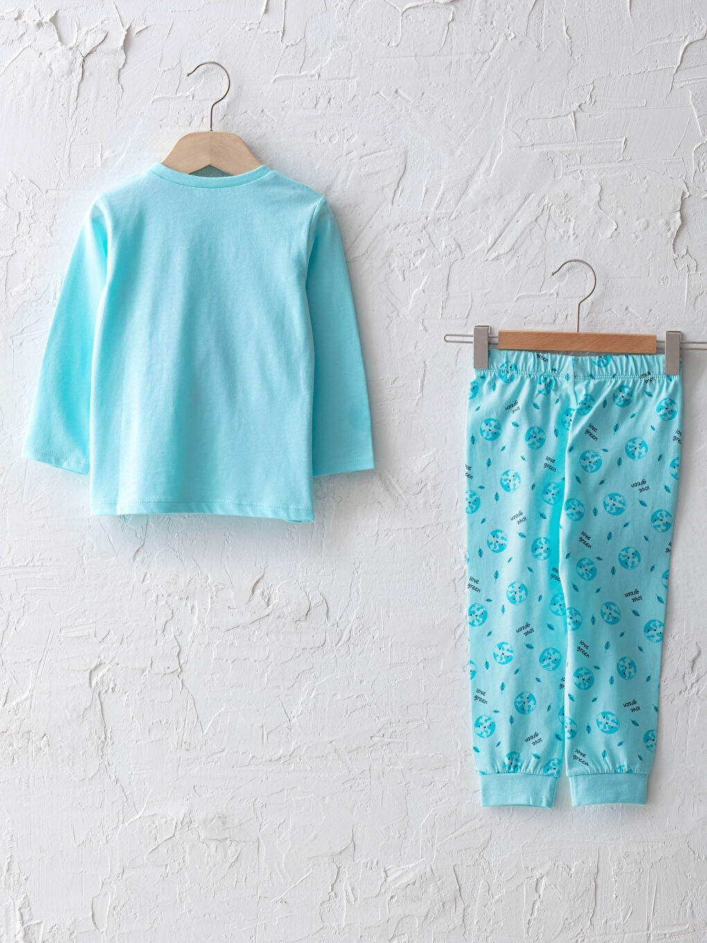 Пижамный комплект для малышей мальчиков с круглым вырезом, длинным рукавом и принтом из хлопка-1