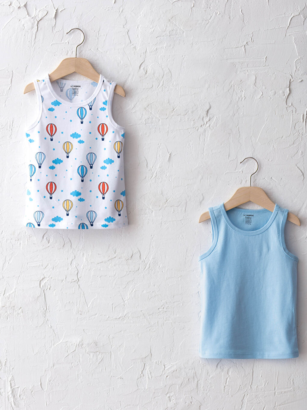 Crew Neck Cotton Baby Boy Undershirt 2 Pieces