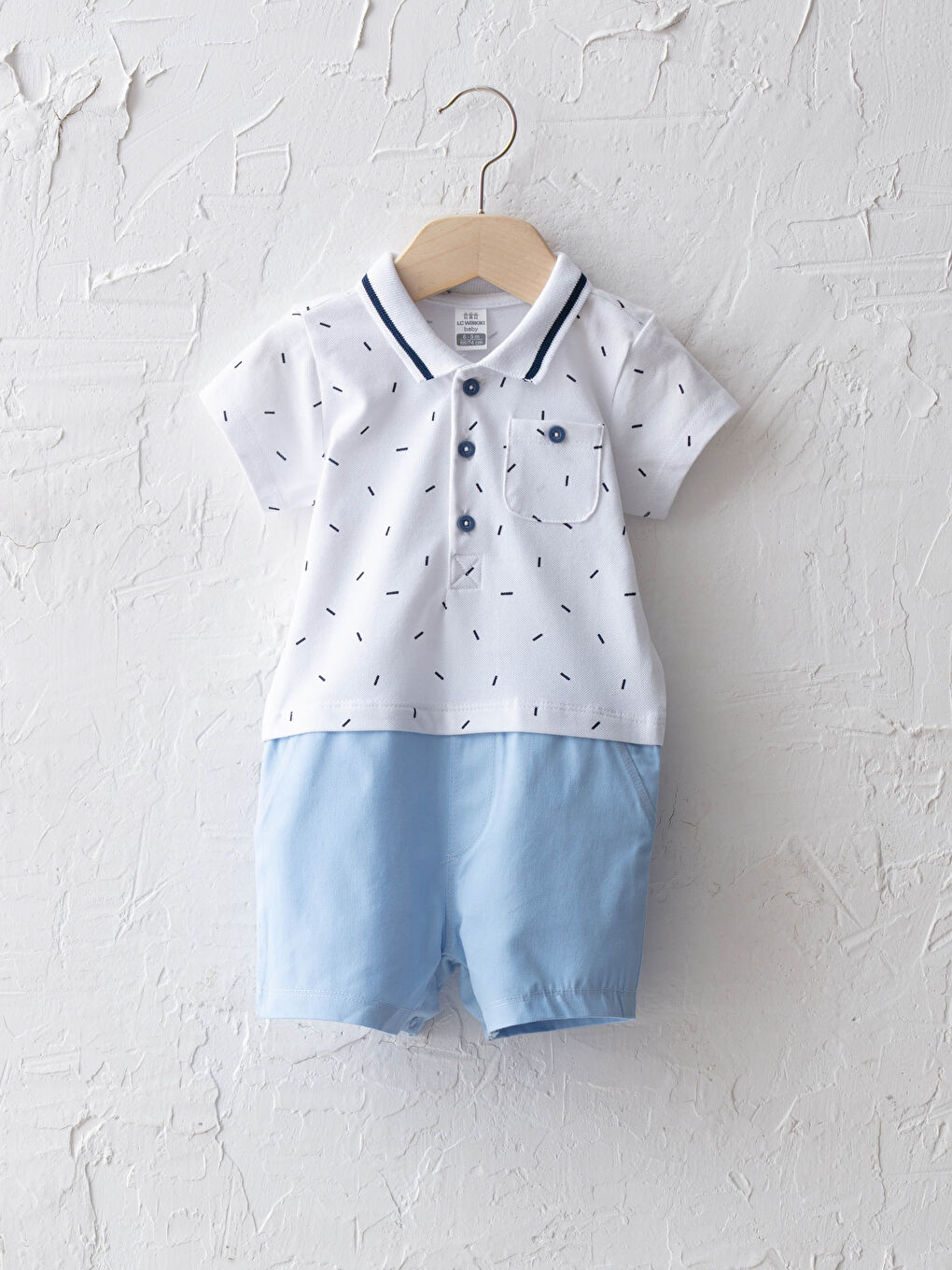 Combinaison Bébé Garçon Col Chemise Manches Courtes Imprimé Coton