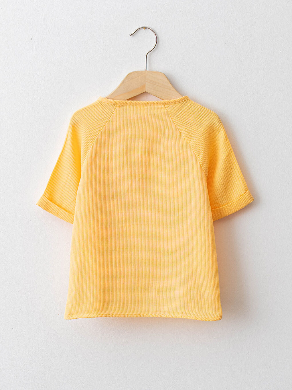 Sarı Bisiklet Yaka Kısa Kollu Pamuklu Erkek Bebek Gömlek-1