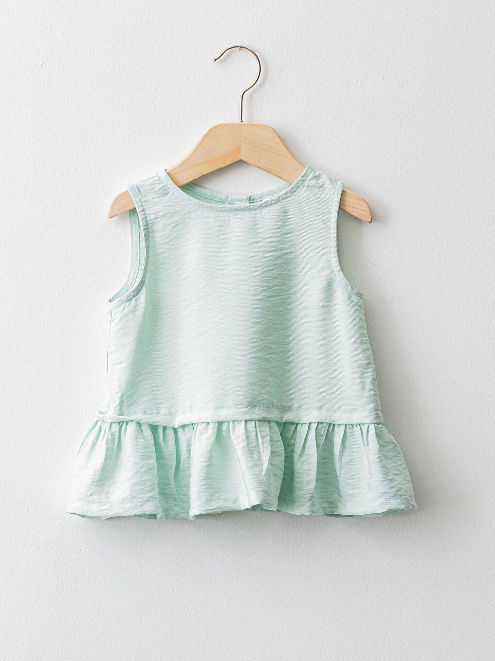 Crew Neck Basic Poplin Baby Girl Blouse