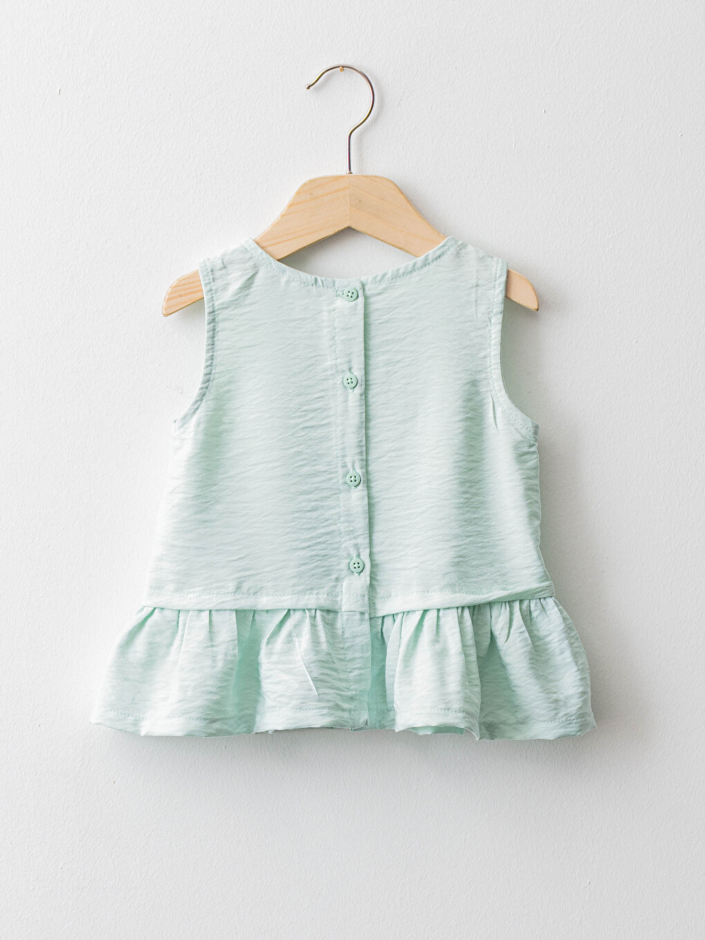 Crew Neck Basic Poplin Baby Girl Blouse-1