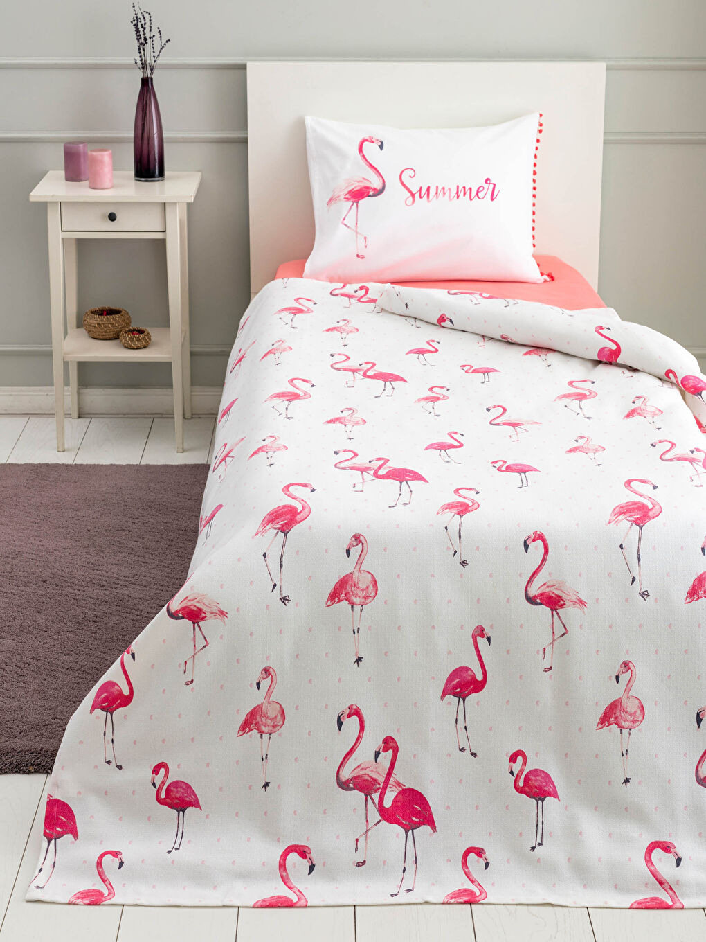 طقم مفرش سرير بيكيه مفرد بنقشة