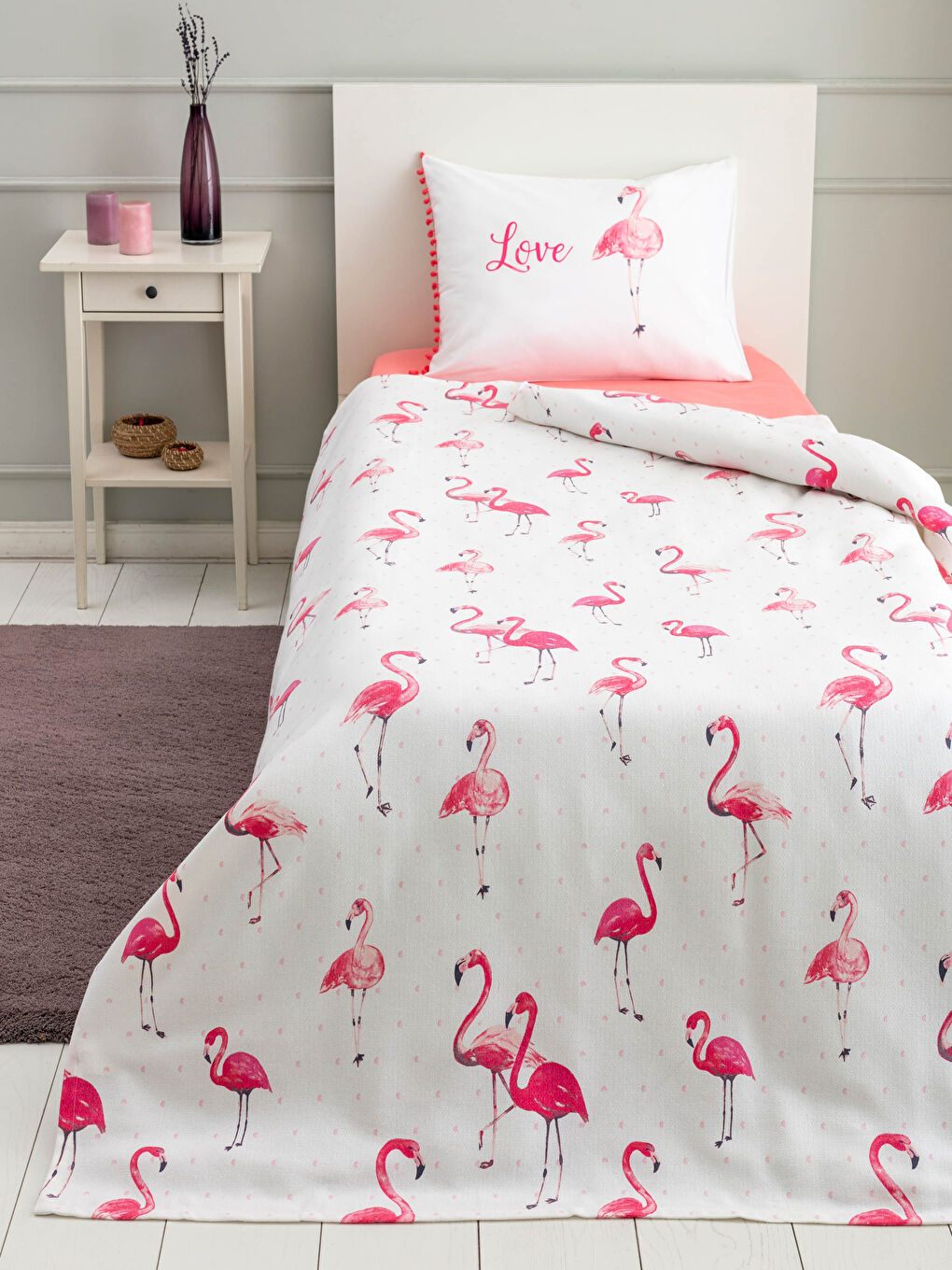 طقم مفرش سرير بيكيه مفرد بنقشة-1