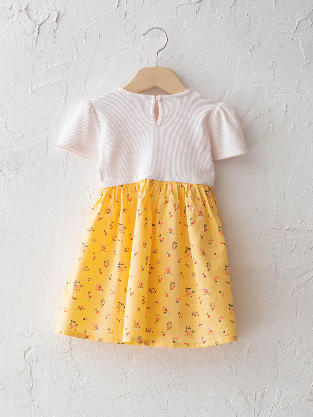 Pembe Bisiklet Yaka Kısa Kollu Kız Bebek Elbise-4