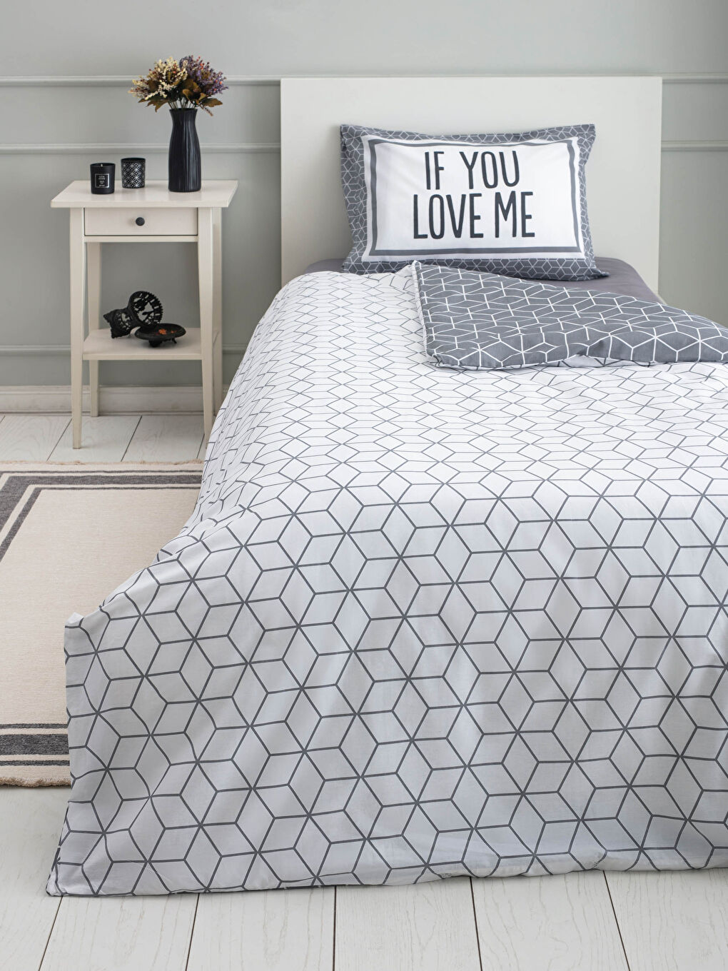 مجموعة غطاء لحاف مفرد مزدوج الجوانب منسوجة بنقشة مطبوعة-1