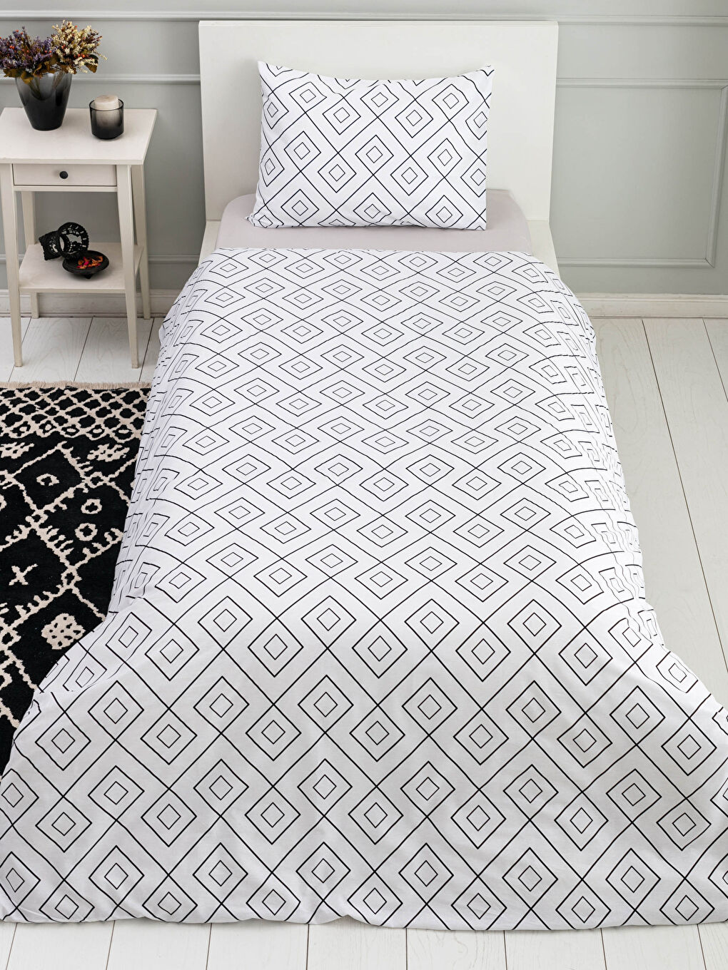 Single Patterned Woven Duvet Cover Set-2