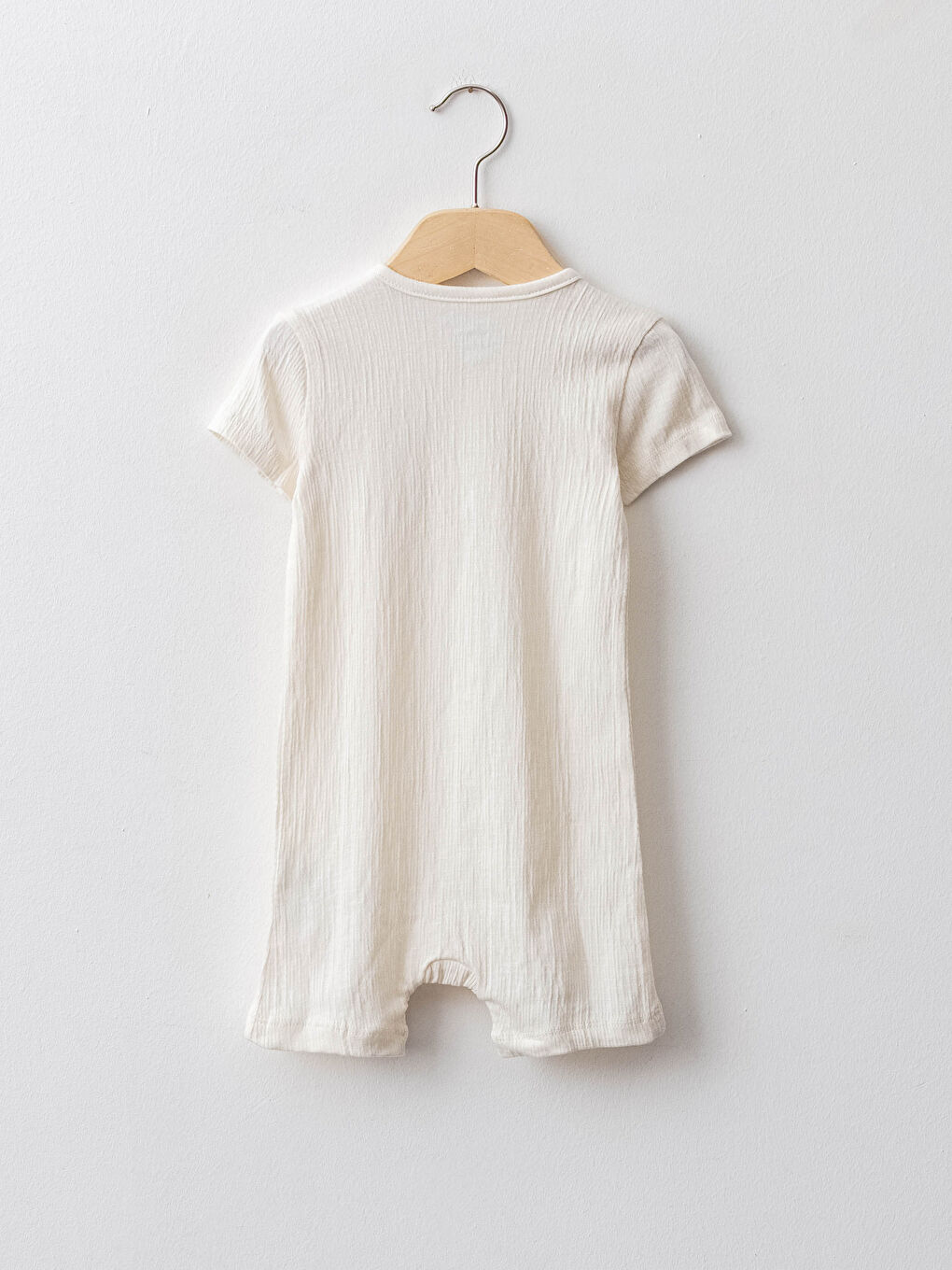 V Neck Short Sleeve Basic Unisex Baby Rompers-1