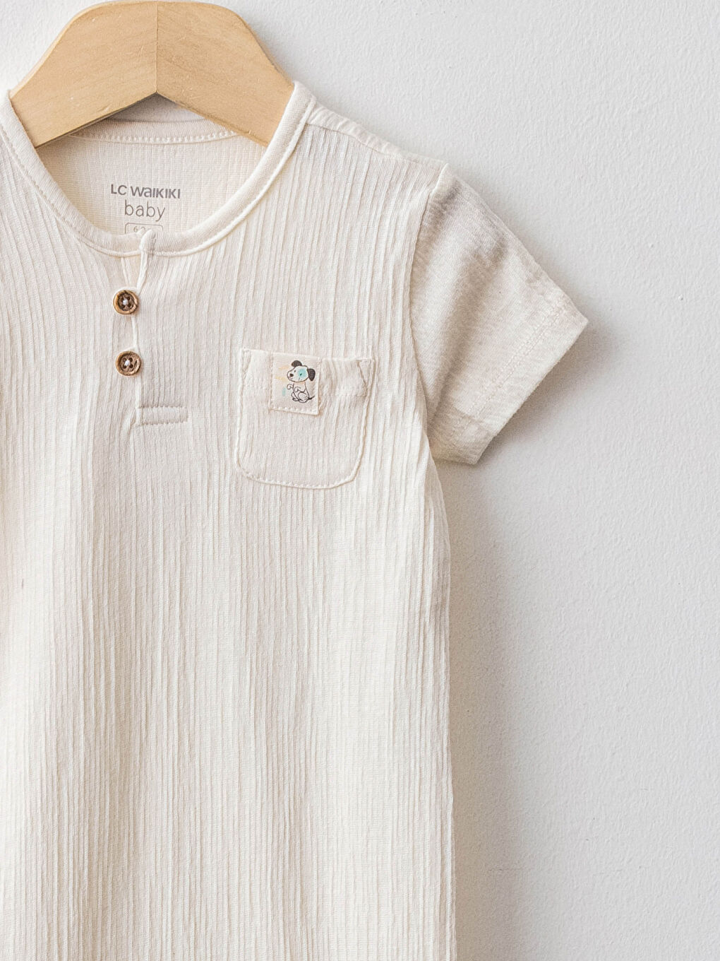 V Neck Short Sleeve Basic Unisex Baby Rompers-2