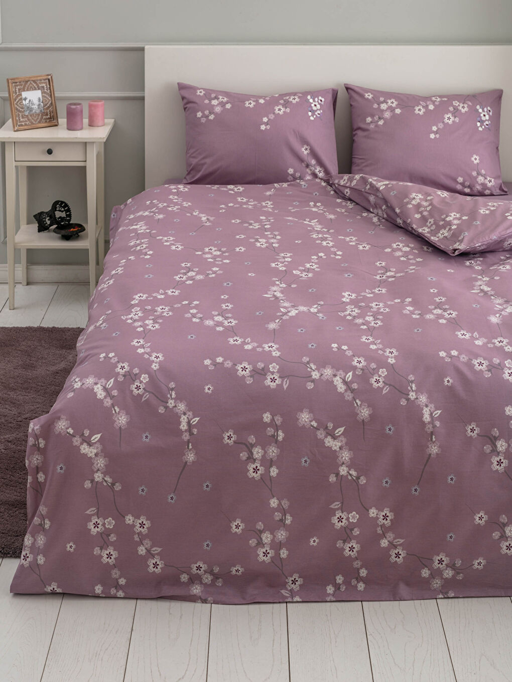 Çift Kişilik Çiçek Baskılı Dokuma Nevresim Takımı