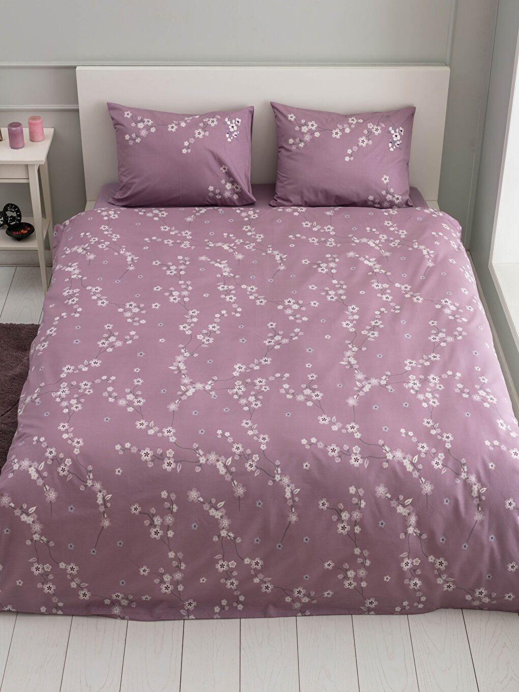 Çift Kişilik Çiçek Baskılı Dokuma Nevresim Takımı-2