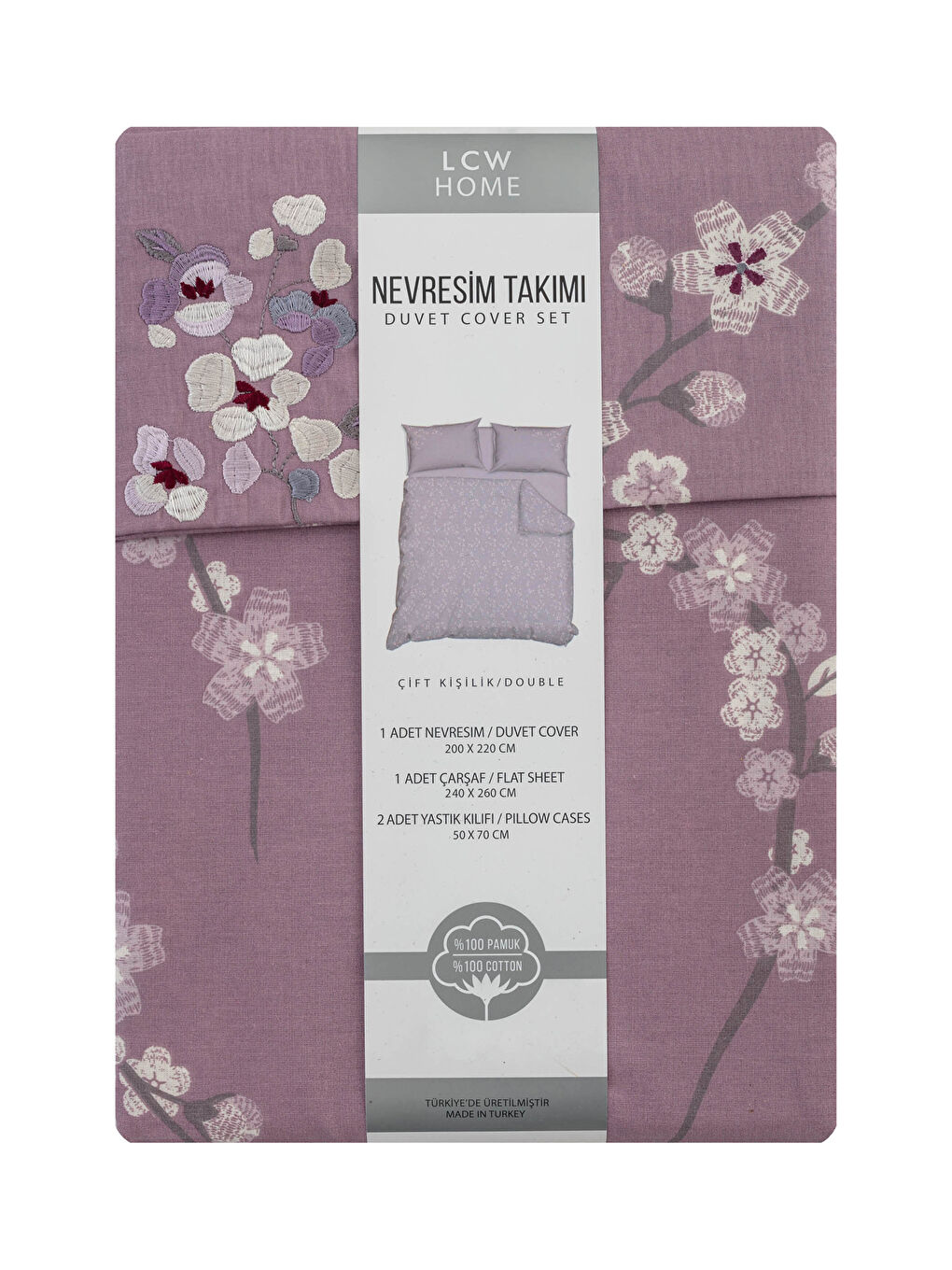 Çift Kişilik Çiçek Baskılı Dokuma Nevresim Takımı-6