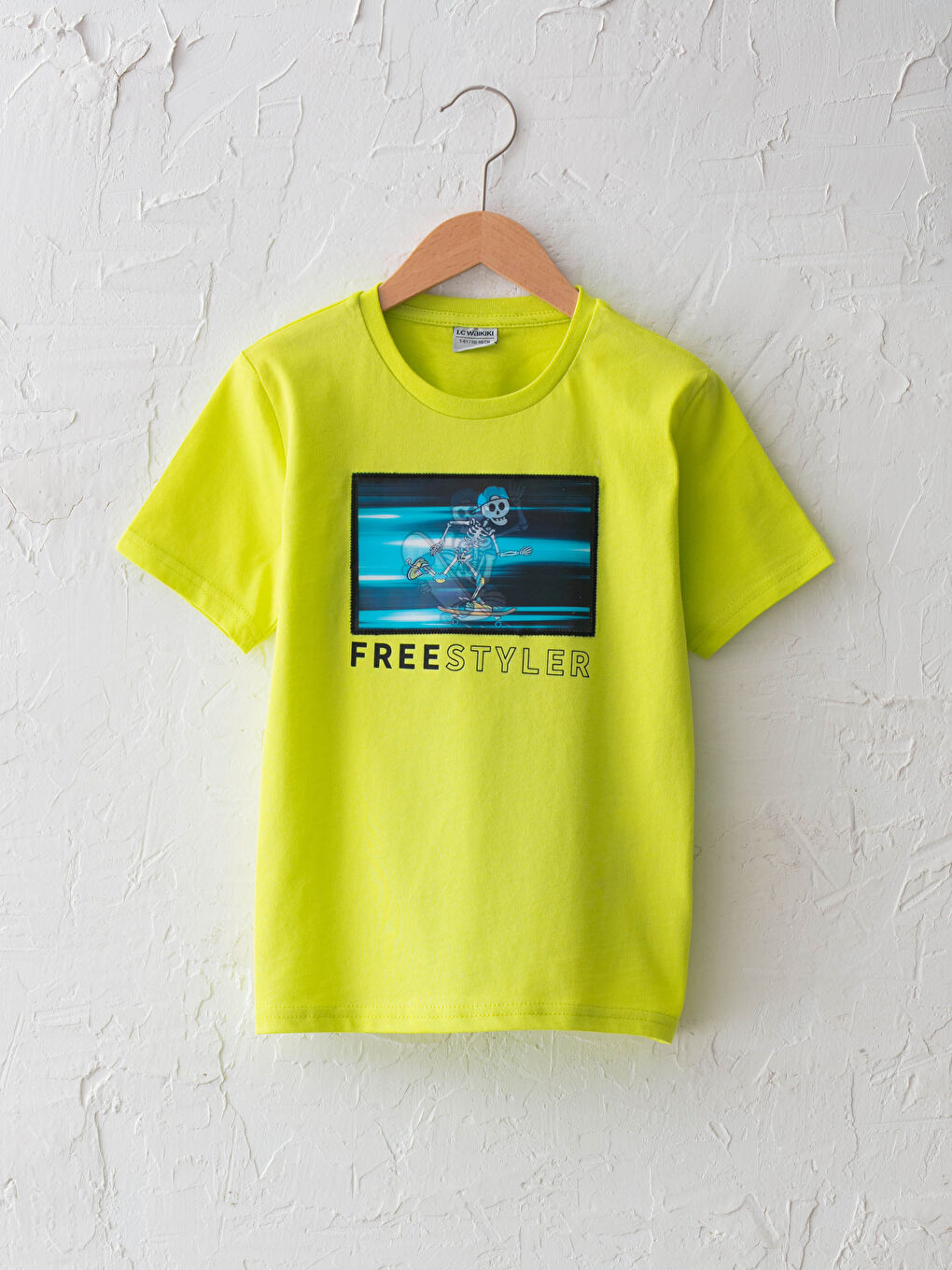 Yeşil Bisiklet Yaka Hologram Baskılı Kısa Kollu Erkek Çocuk Tişört