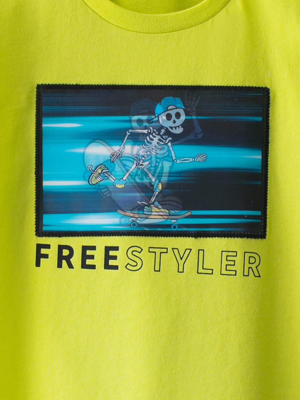 Yeşil Bisiklet Yaka Hologram Baskılı Kısa Kollu Erkek Çocuk Tişört-2