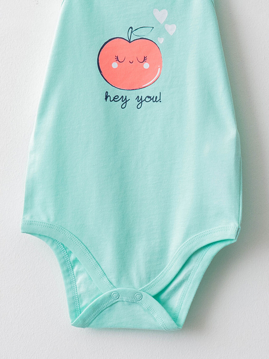 Pembe Kare Yaka Askılı Pamuklu Baskılı Kız Bebek Çıtçıtlı Body 2'li-2