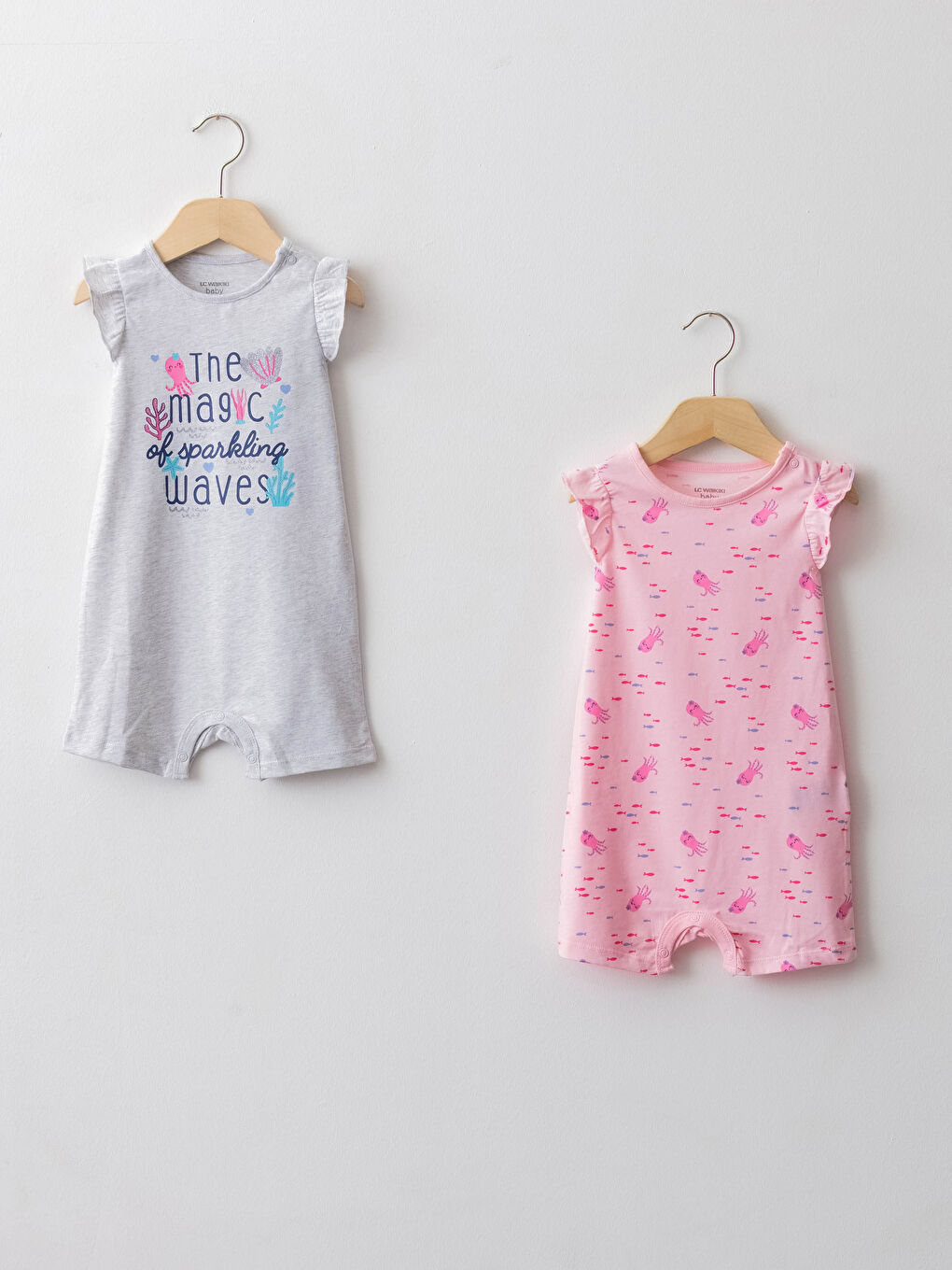 LCW baby Combinaison Bébé Fille Imprimée Col Rond Manches Courtes Lot de 2 -S1AD43Z1-LSZ